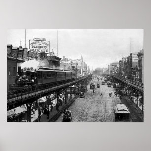 Póster Bowery en Grand Street, Poster de Nueva York 1895