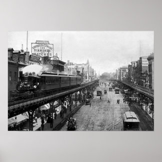 Póster Bowery en Grand Street, Poster de Nueva York 1895
