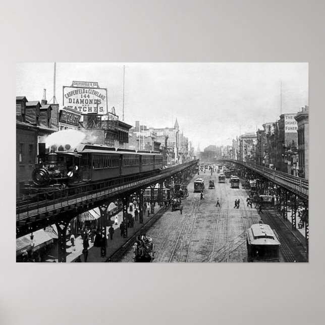 Póster Bowery en Grand Street, Poster de Nueva York 1895 (Frente)