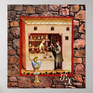 Póster BOWL DE HYGEIA, FARMACIA ANTIGUA, Farmacéutico
