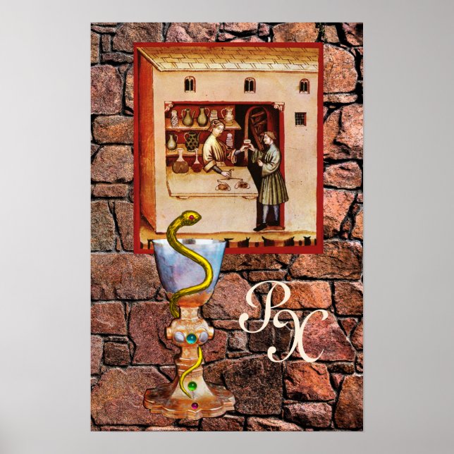 Póster BOWL DE HYGEIA MONOGRAM Medicina, Farmacia (Frente)