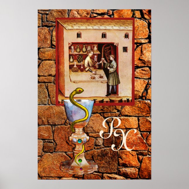 Póster BOWL DE HYGEIA MONOGRAM Medicina, Farmacia (Frente)