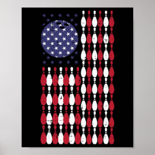 Póster Bowling Bandera Estadounidense 4 De Julio Hombres