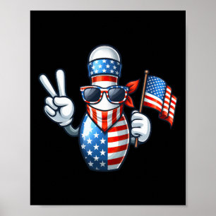 Póster Bowling Bandera Estadounidense Sombra El 4 De Juli