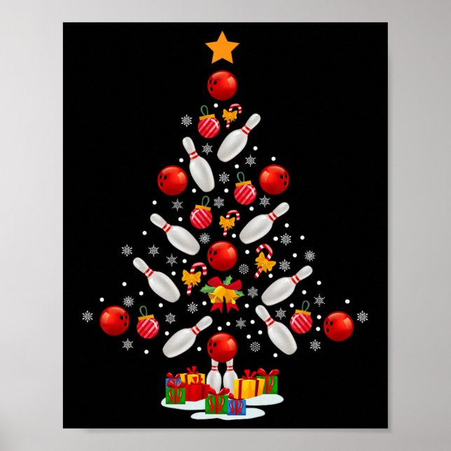Póster Bowling Christmas Tree Funny Bowling Avers Novelt (Frente)