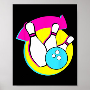 Póster Bowling Fiesta Gracioso Retro Bowler