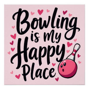 Póster Bowling Lover Cute Retro Diseño Deportivo Estético