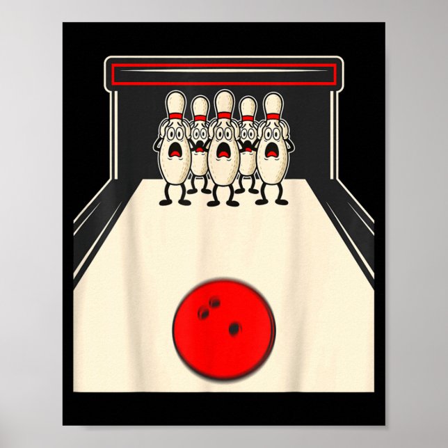 Póster Bowling N Ed Ns Funny Bowler Player Kids Boys Men  (Frente)