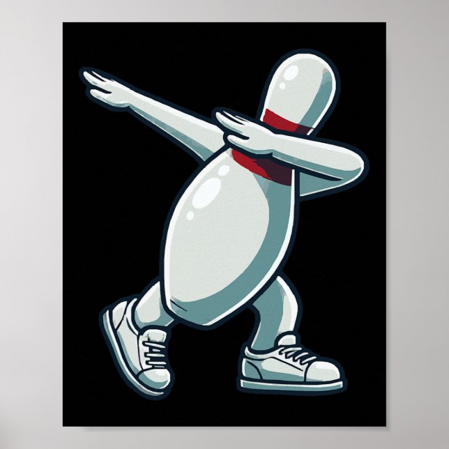 Póster Bowling Pin Dabbing Funny Bowler Lover Sar (Frente)