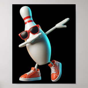 Póster Bowling Pin Dabbing Sungles Bowler Jugador Niños H
