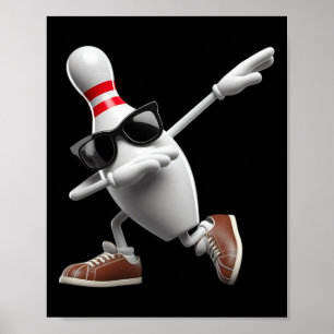 Póster Bowling Pin Dabbing Sungles Bowler Jugador Niños H
