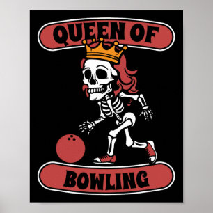 Póster Bowling Skeleton Team League - Alley Bowler Queen