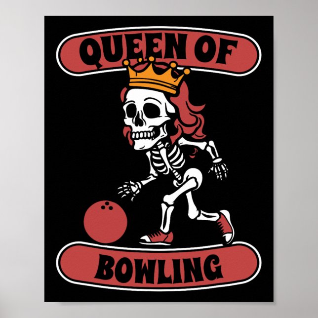 Póster Bowling Skeleton Team League - Alley Bowler Queen (Frente)