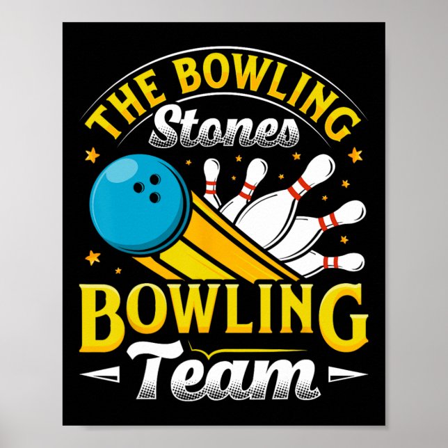 Póster Bowling The Bowling Stones Funny Bowlers L (Frente)
