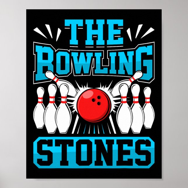 Póster Bowling The Bowling Stones Funny Bowlers L (Frente)