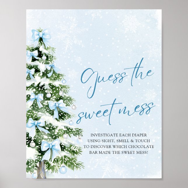 Póster Bows Christmas Baby Shower Guess the Sweet Mess (Frente)