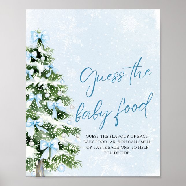 Póster Bows Christmas Guess the Baby Food Baby Shower (Frente)