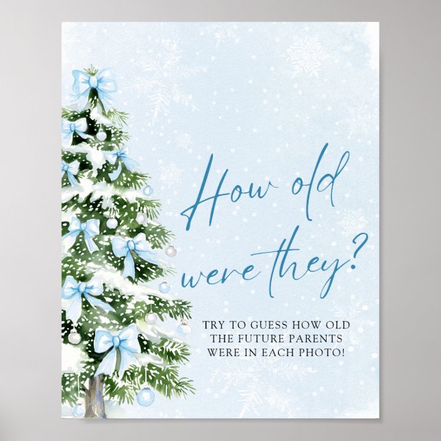Póster Bows Christmas How Old Were They Baby Shower Game (Frente)
