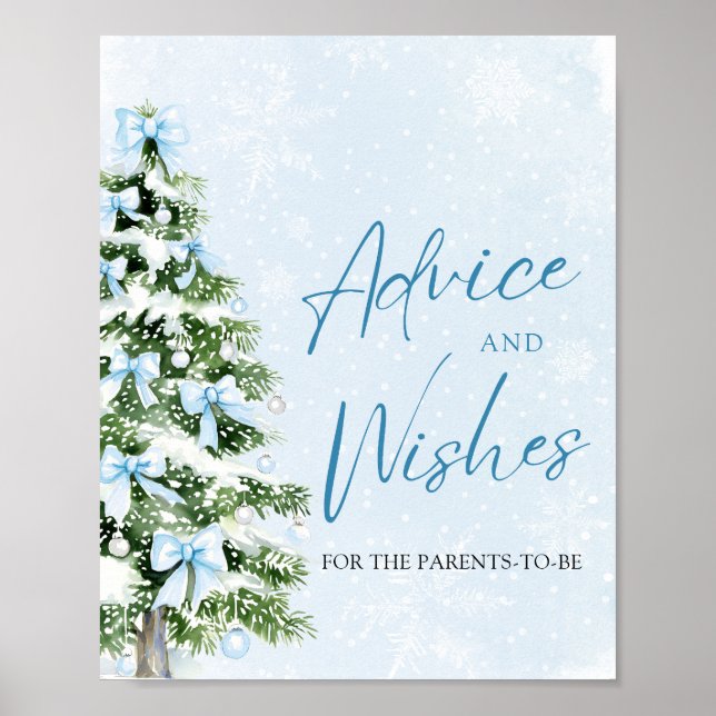 Póster Bows Christmas Tree Baby Shower Advice and Wishes (Frente)