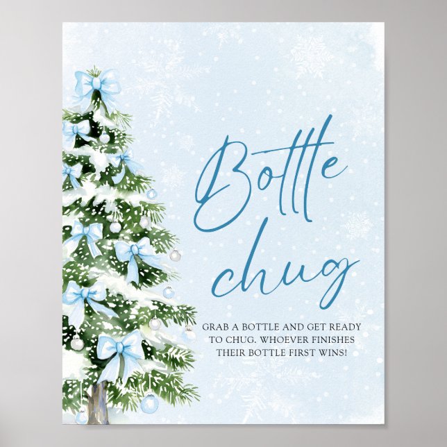 Póster Bows Christmas Tree Baby Shower Bottle Chug Sign (Frente)