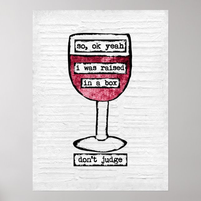 Póster Box Wine Glass Poster Art Print - Funny Wine (Frente)