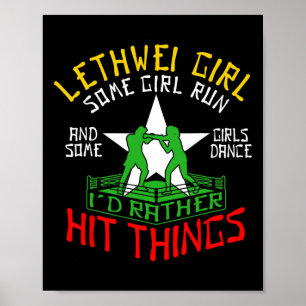 Póster Boxeador birmano Chica de Lethwei