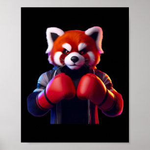Póster Boxeador boxeador de boxeo en Panda rojo Mma Fighe