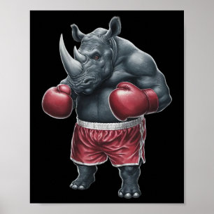 Póster Boxeador de boxeo de Kickboxing Rhino Workout Muay