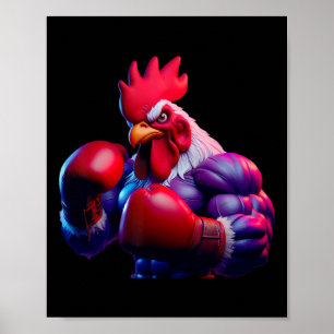 Póster Boxeador de boxeo Kickboxer Combate Mma Figher