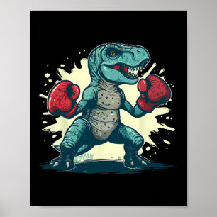 Póster Boxeador de Dinosaurio Boxeador T-rex Kickboxing D