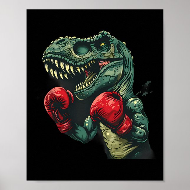 Póster Boxeador de Dinosaurio Boxeo Dinosaurio Kickboxing (Frente)
