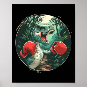 Póster Boxeador de dinosaurios de boxeo Dino Kickboxing B
