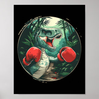Póster Boxeador de dinosaurios de boxeo Dino Kickboxing B