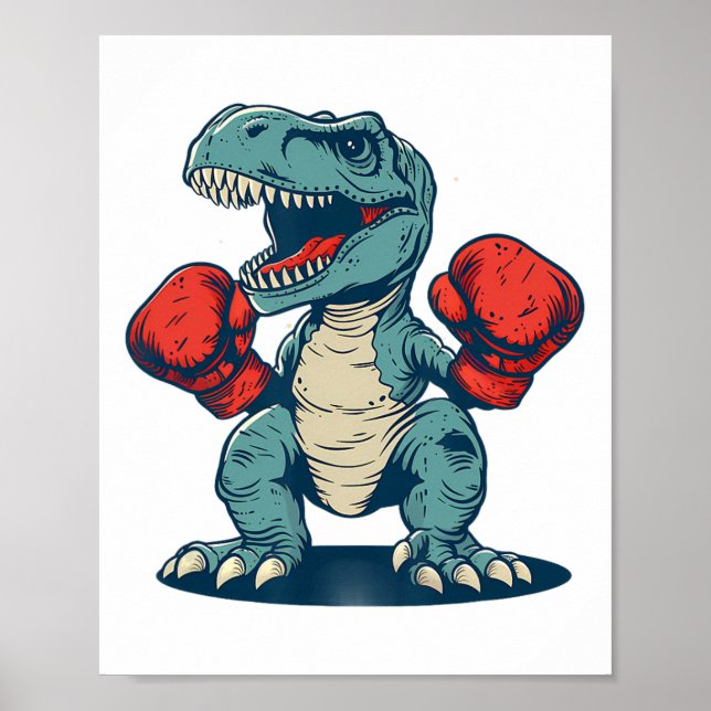 Póster Boxeador de dinosaurios de boxeo Dino Kickboxing B (Frente)
