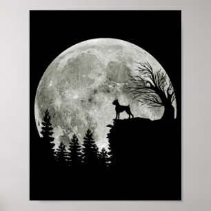 Póster Boxeador de pie en Halloween con luz de luna