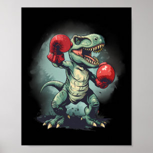 Póster Boxeador Dinosaurio Boxeo Dino Kickboxing Boxeo T-