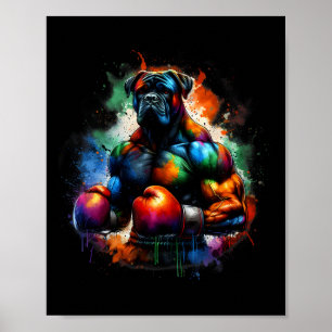 Póster Boxeador divertido de kickboxing o boxeo con salpi