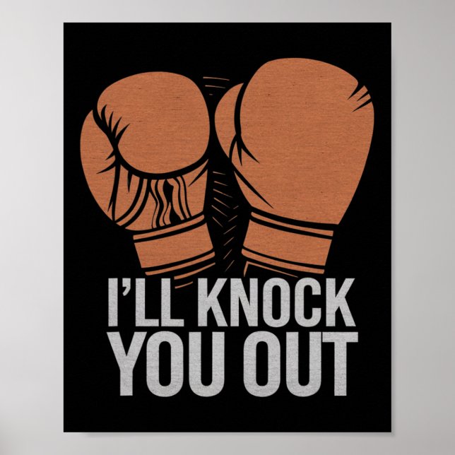 Póster Boxeador divertido te echa de menos guantes de box (Frente)