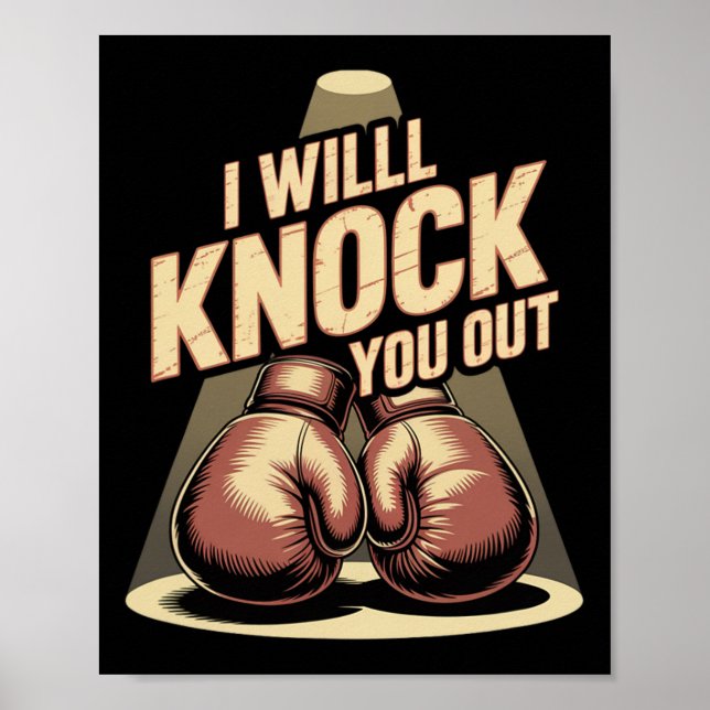 Póster Boxeador divertido te echa de menos guantes de box (Frente)