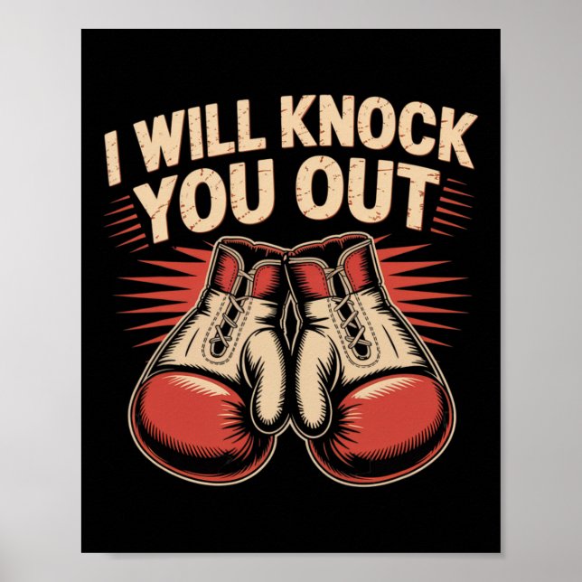 Póster Boxeador divertido te echa de menos guantes de box (Frente)