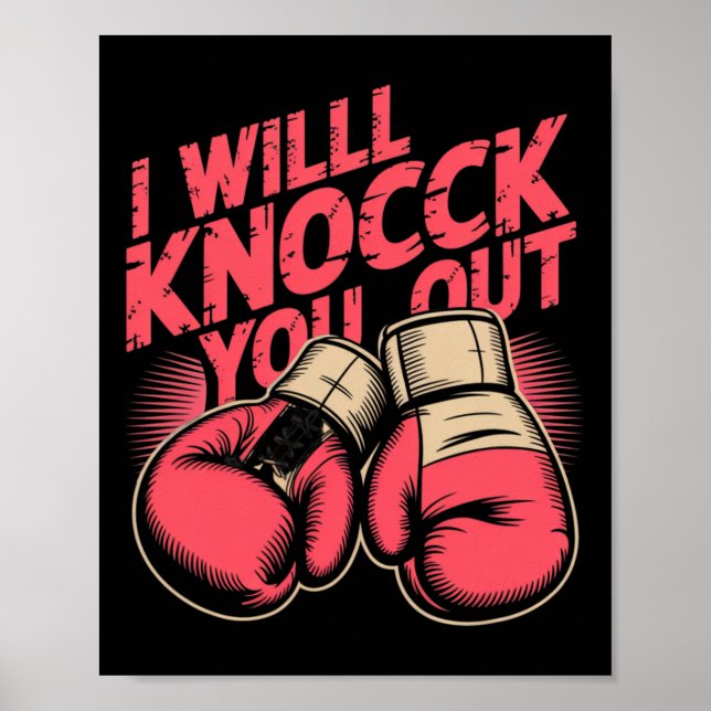 Póster Boxeador divertido te echa de menos guantes de box (Frente)