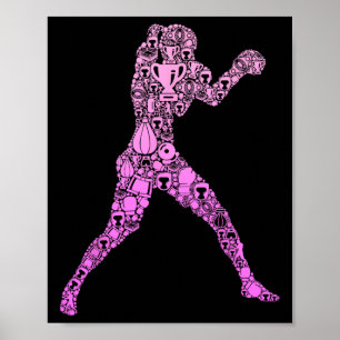 Póster Boxeador femenino Chica niños