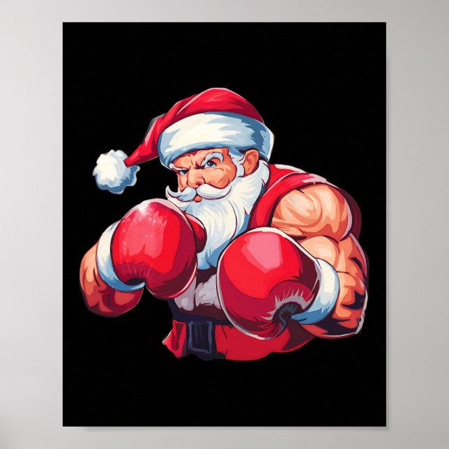 Póster Boxeador Navidades de boxeo Boxer de Santa Claus B (Frente)