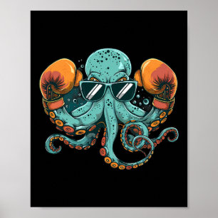 Póster Boxeador Octopus Lover Ocean Sea Creature Boxin Fu
