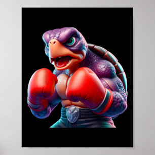 Póster Boxeador tortuga de boxeo Kickboxer luchador mma