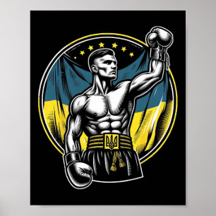 Póster Boxeador ucraniano boxeador patriótico bandera de