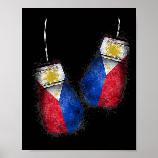 Póster Boxeadores filipinos fanáticos de los camisas roja (Frente)