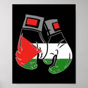 Póster Boxear El Guante Con La Bandera De Palestina