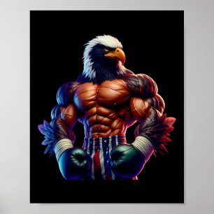 Póster Boxeo Blackhawk Boxer Kickboxer Luchador de MMA Co