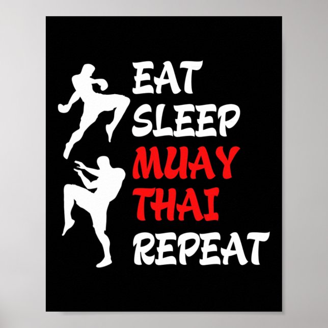 Póster Boxeo de Kickboxing Tailandés Comer Dormir Muay Th (Frente)